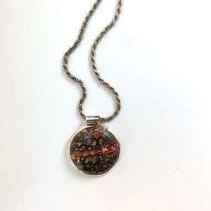 Sterling Silver Leopard Jasper Pendant. Chain not Included.